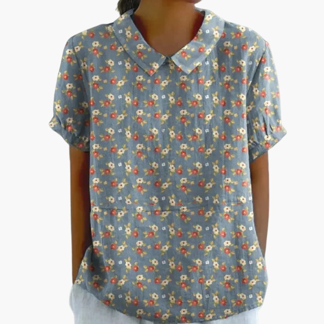 Flora Women's Blouse | Floral Print, Short Sleeve Summer Top 7