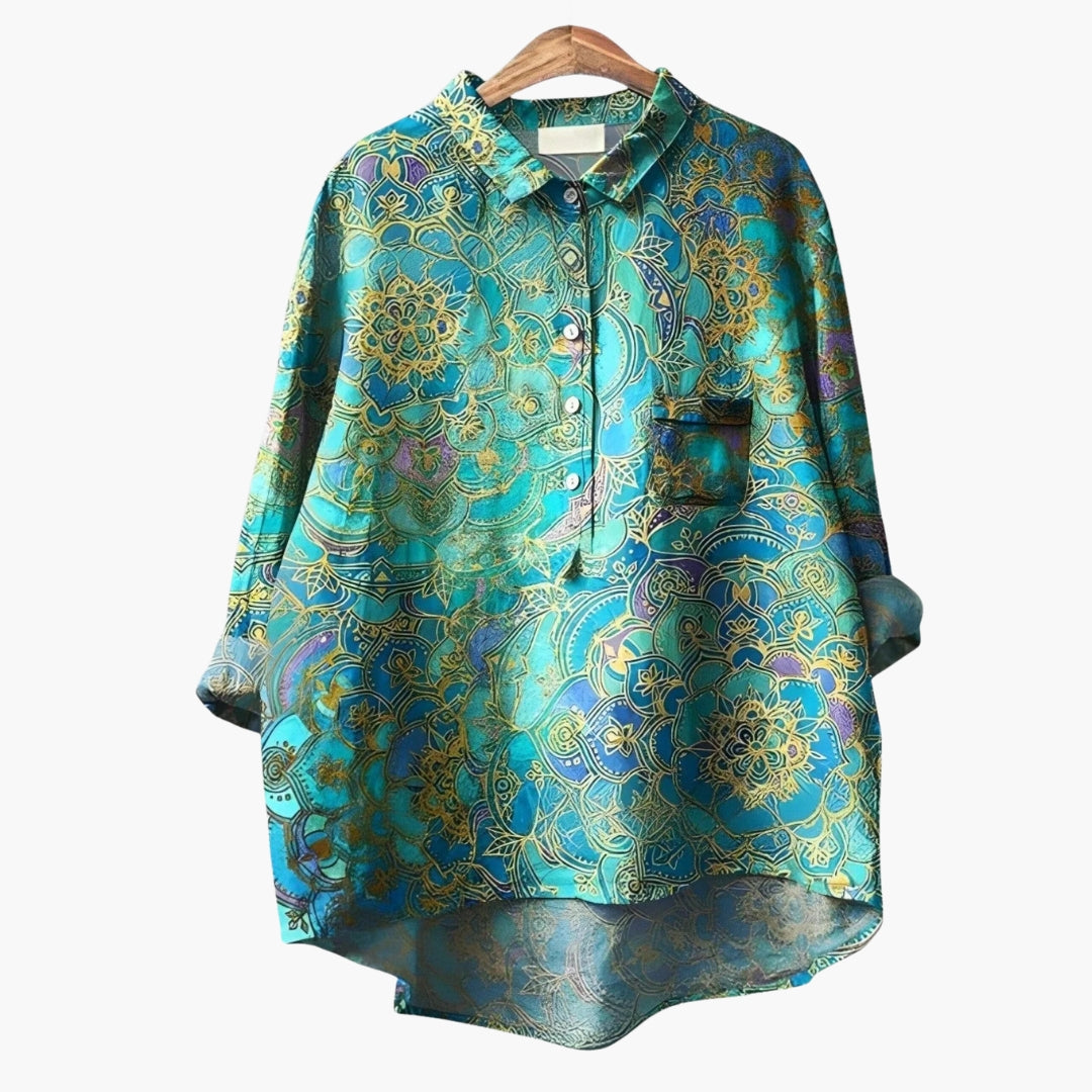Flora Women's Blouse | Woven Cotton, Floral Print Summer Top 0
