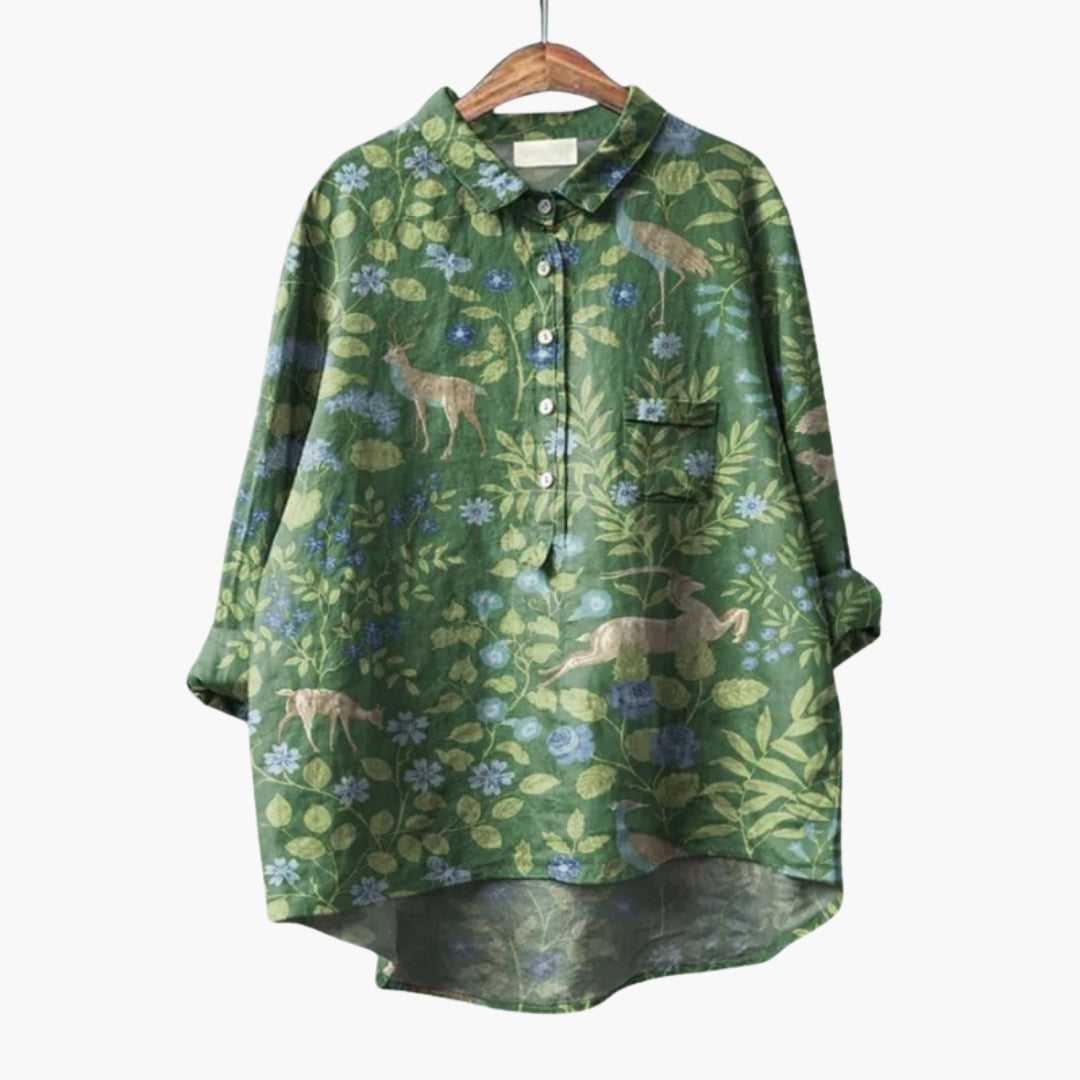 Flora Women's Blouse | Woven Cotton, Floral Print Summer Top 2