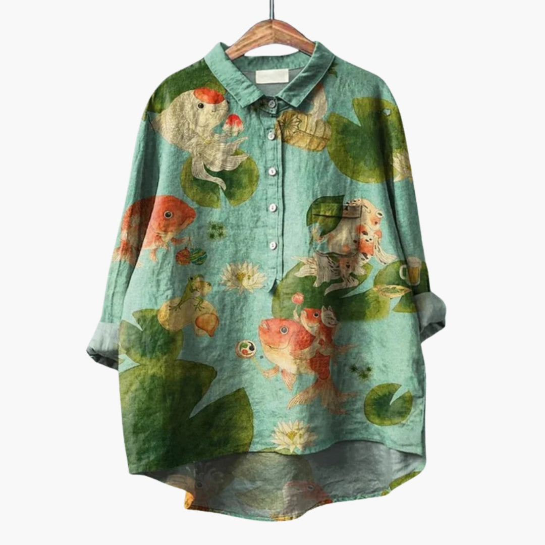 Flora Women's Blouse | Woven Cotton, Floral Print Summer Top 3