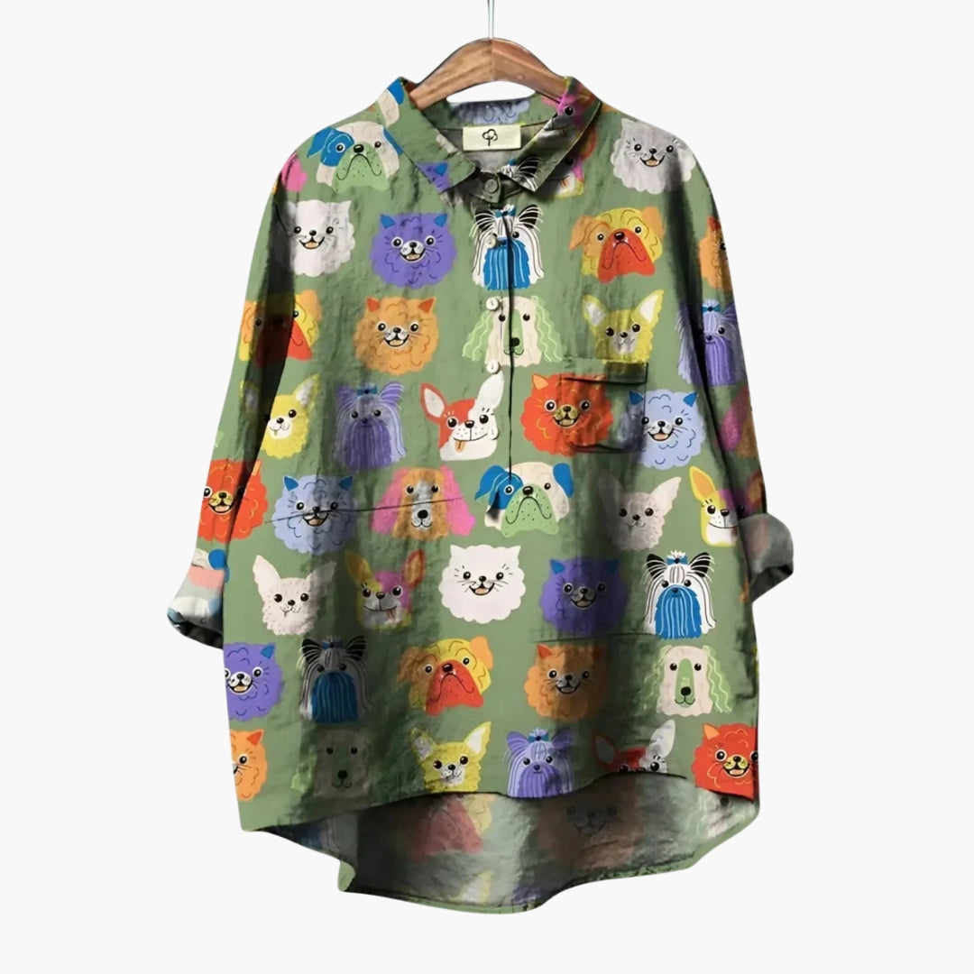 Flora Women's Blouse | Woven Cotton, Floral Print Summer Top 4