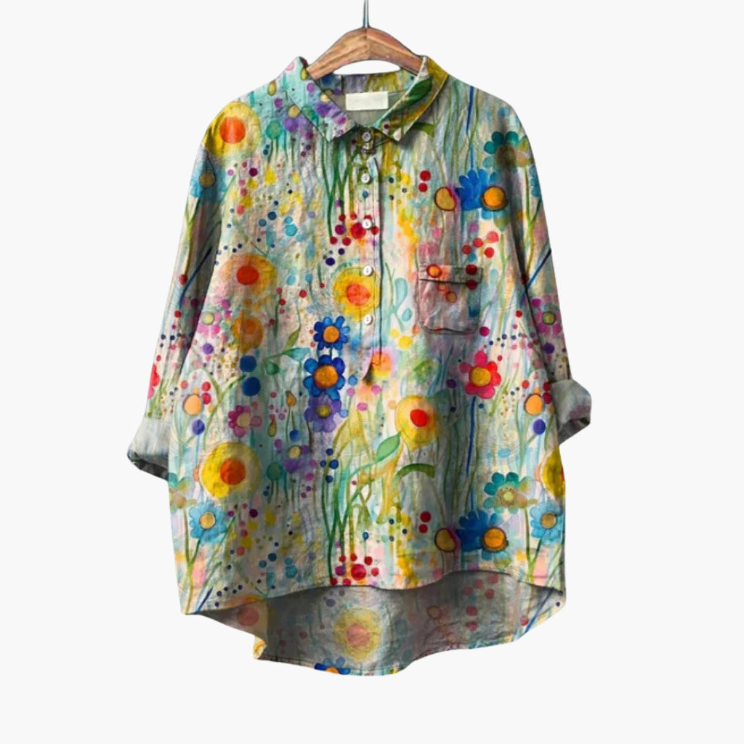 Flora Women's Blouse | Woven Cotton, Floral Print Summer Top 5