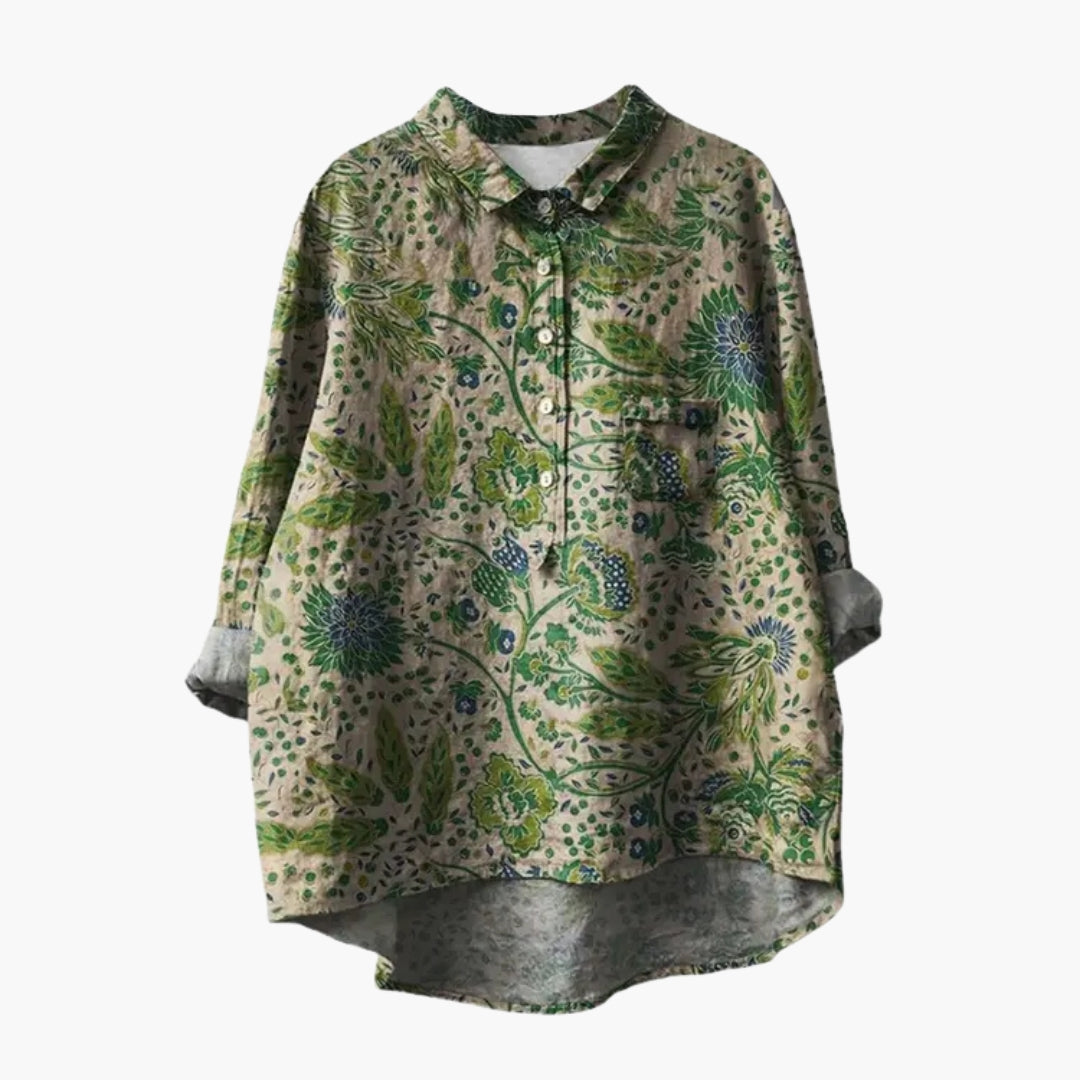 Flora Women's Blouse | Woven Cotton, Floral Print Summer Top 7