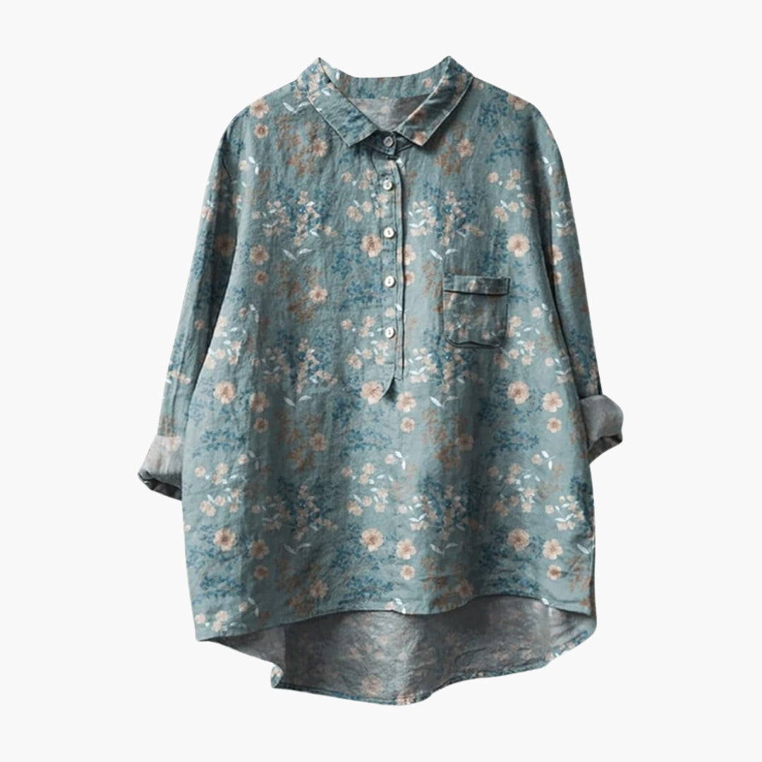 Flora Women's Blouse | Woven Cotton, Floral Print Summer Top 8