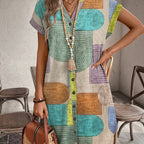 Gira Women's Midi Dress | Geometric Print, Flattering V-Neck 0