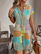 Gira Women's Midi Dress | Geometric Print, Flattering V-Neck 1