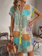Gira Women's Midi Dress | Geometric Print, Flattering V-Neck 2