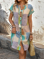Gira Women's Midi Dress | Geometric Print, Flattering V-Neck 4