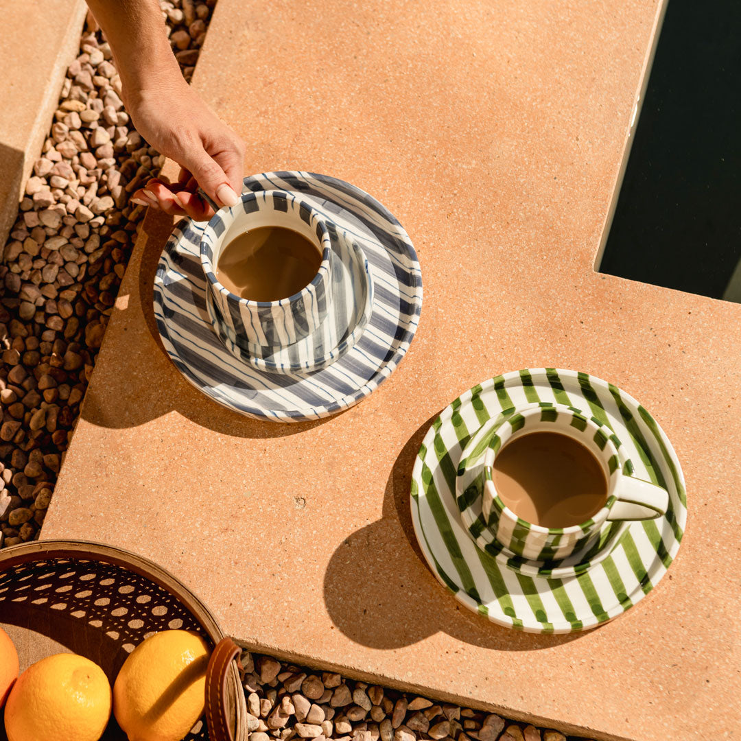 Handcrafted Ceramic Dinnerware Set – Mediterranean-Inspired Plate Set in Terracotta, Olive, and Marine Colors 5