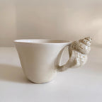Handcrafted Ceramic Mug with Seashell Handle – 230 ml Pottery Coffee Cup for Coastal-Inspired Decor 4