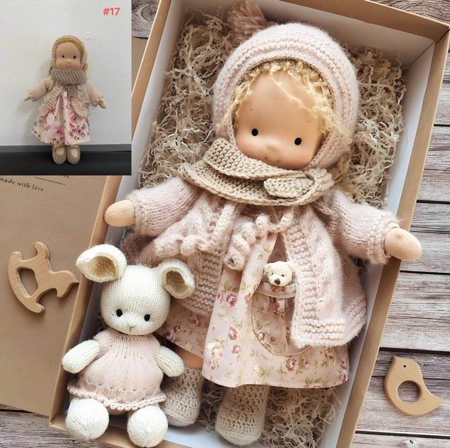Handmade Waldorf Doll – Organic Cotton Soft Plush Toy for Children 30cm