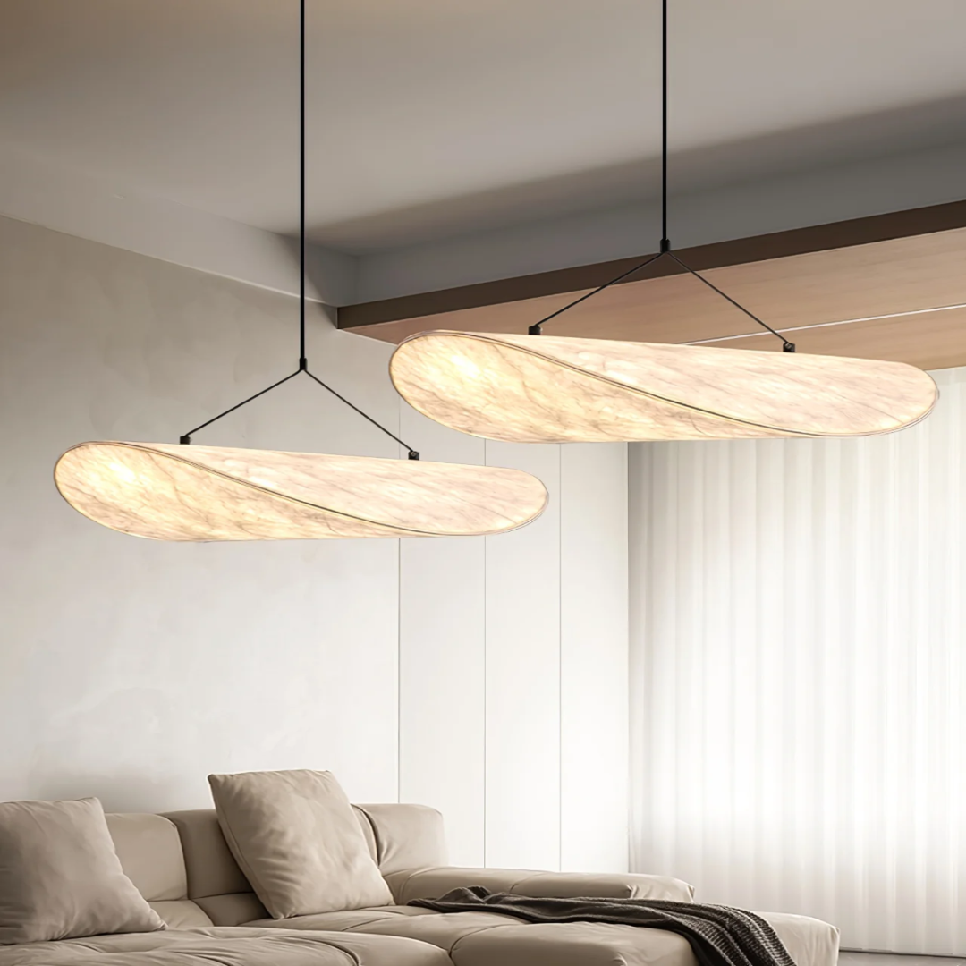 HikariPlana Japandi Silk Pendant Light - Wabi-Sabi Textured Dome LED Lamp