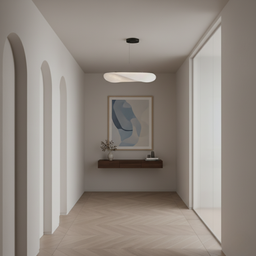 HikariPlana Japandi Silk Pendant Light - Wabi-Sabi Textured Dome LED Lamp