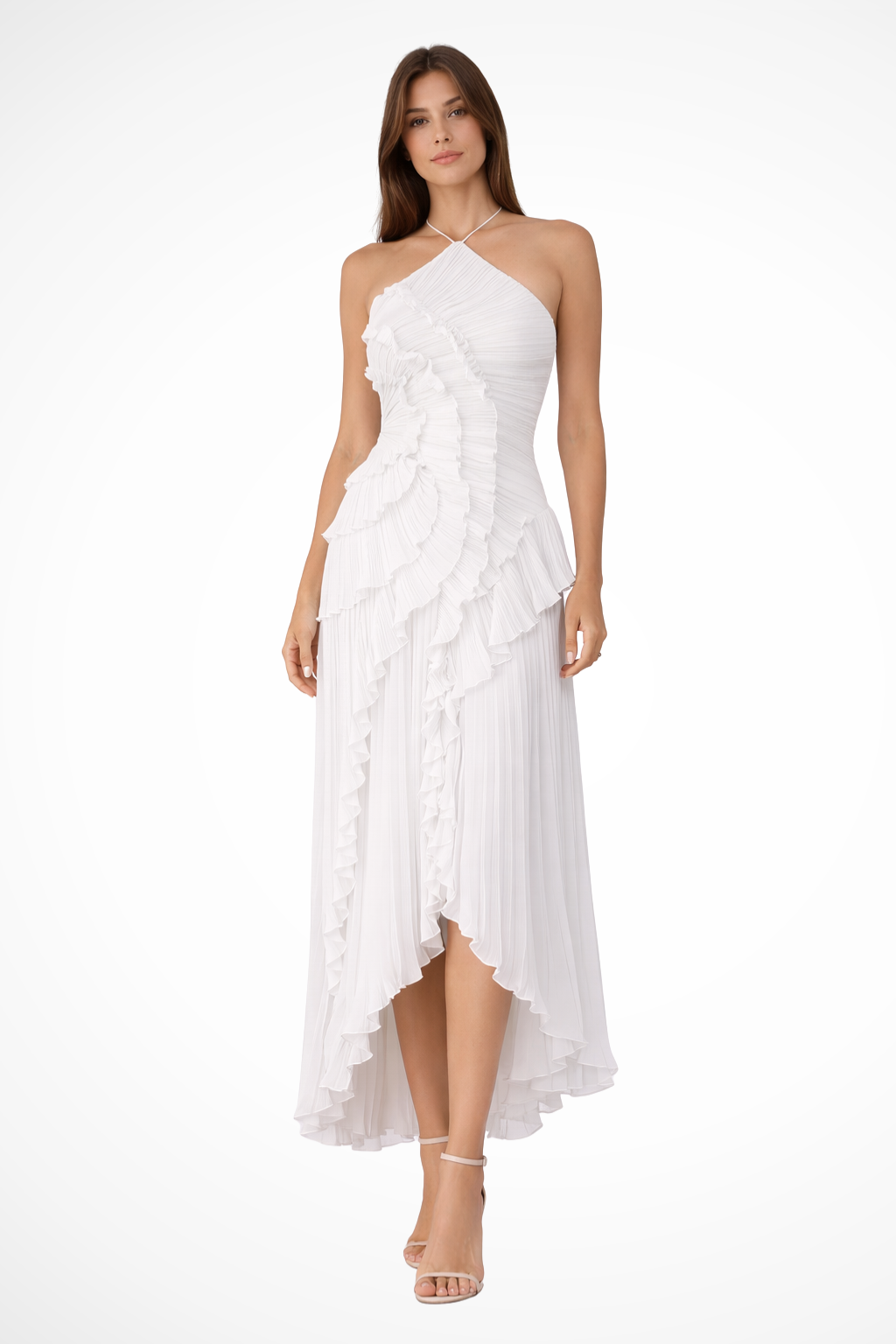 Ivy Women's Maxi Dress | Ruffled Halter Style, Asymmetric Hem 2