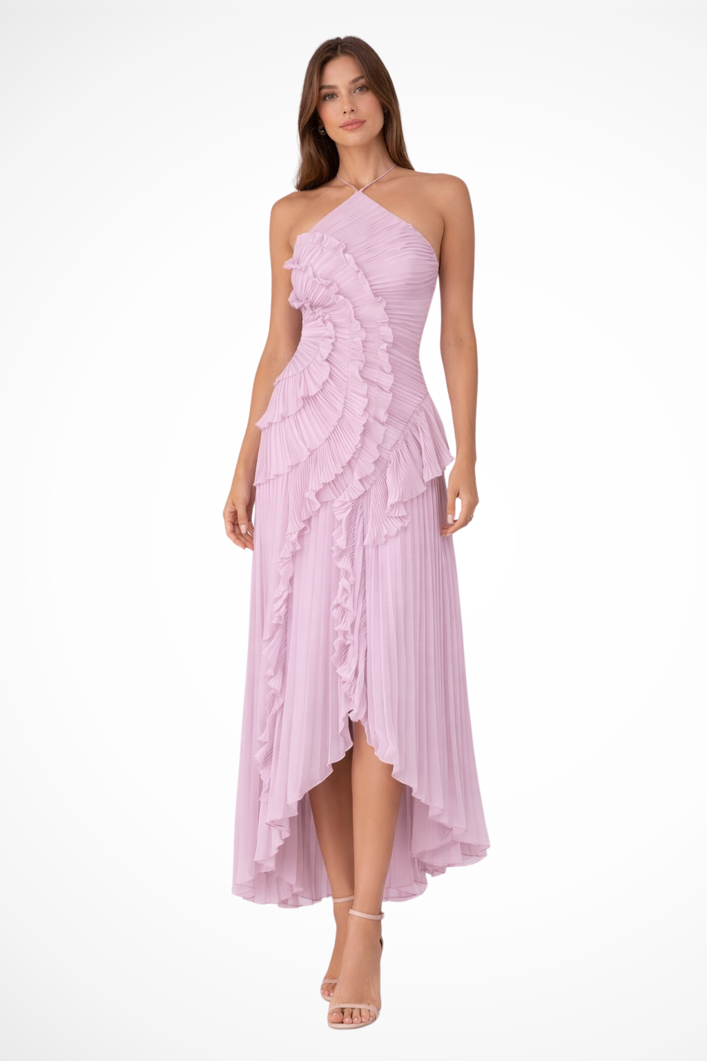 Ivy Women's Maxi Dress | Ruffled Halter Style, Asymmetric Hem 3