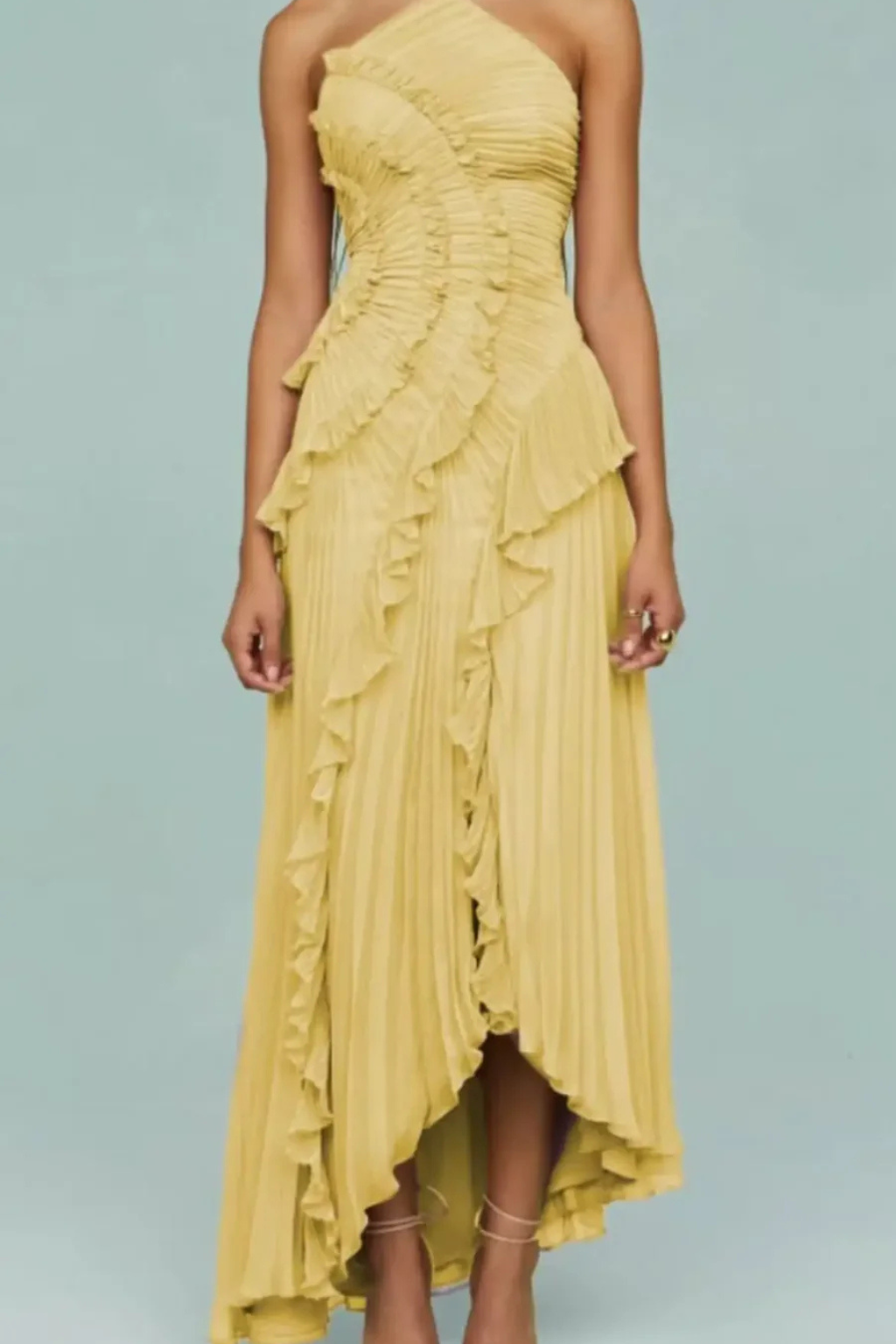 Ivy Women's Maxi Dress | Ruffled Halter Style, Asymmetric Hem 6