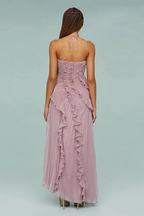 Ivy Women's Maxi Dress | Ruffled Halter Style, Asymmetric Hem 8