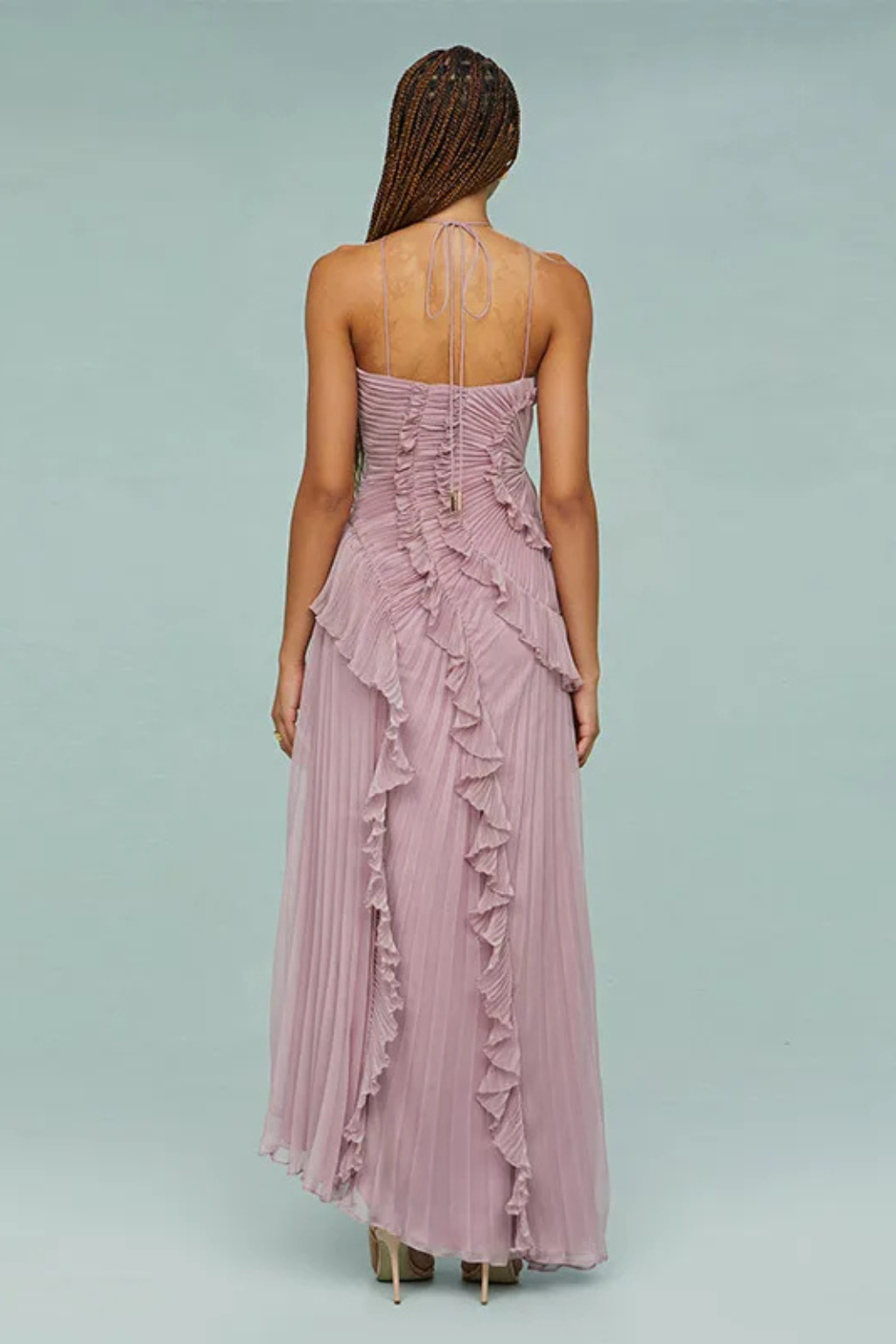 Ivy Women's Maxi Dress | Ruffled Halter Style, Asymmetric Hem 8