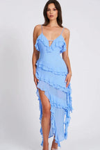 Ivy Women's Summer Dress | Ruffled Asymmetrical Design, Bodycon Fit 1