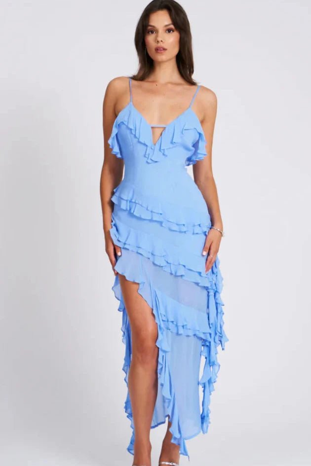 Ivy Women's Summer Dress | Ruffled Asymmetrical Design, Bodycon Fit 1