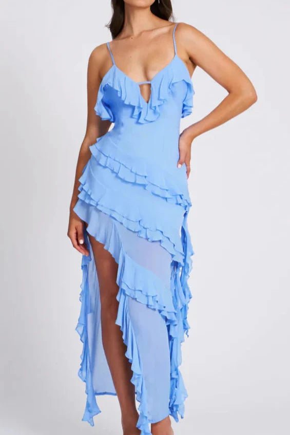 Ivy Women's Summer Dress | Ruffled Asymmetrical Design, Bodycon Fit 3
