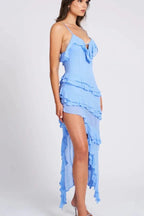 Ivy Women's Summer Dress | Ruffled Asymmetrical Design, Bodycon Fit 8