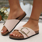 Jasmine Women's Cork Slippers | Buckle Strap, Comfortable Open Toe 2