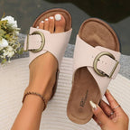 Jasmine Women's Cork Slippers | Buckle Strap, Comfortable Open Toe 3