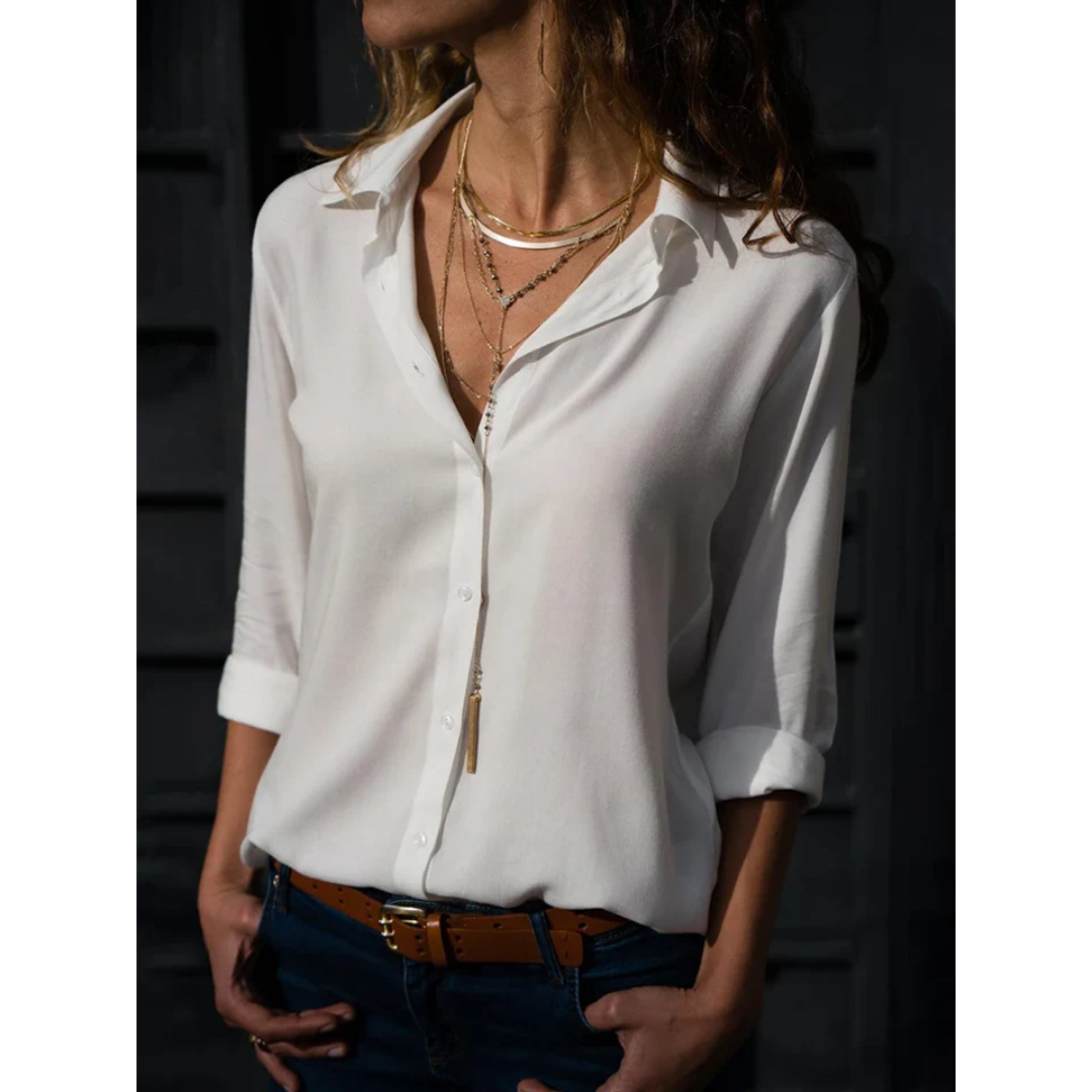 Kara Women's Blouse | Lightweight Long Sleeve Button-Up Elegance 0
