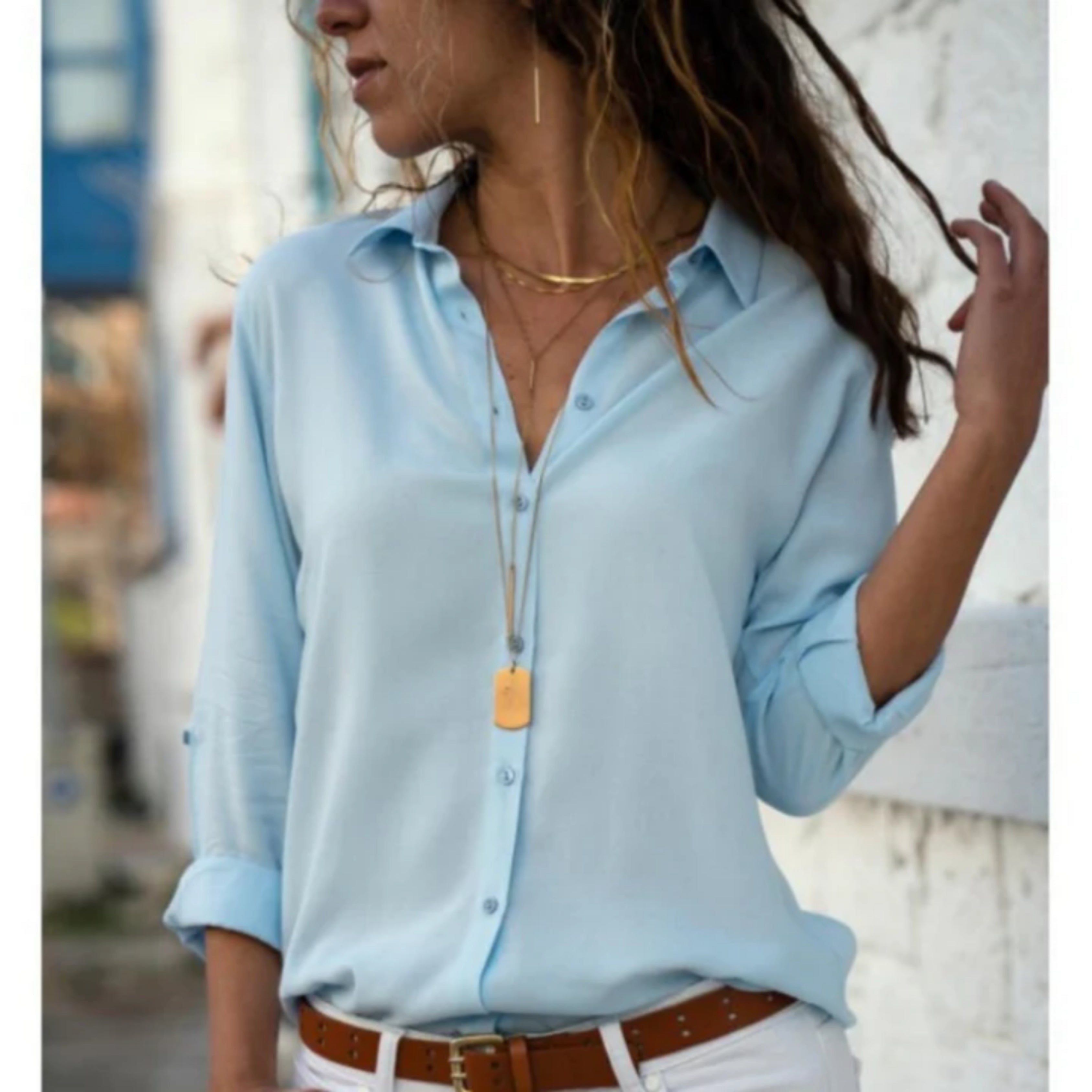 Kara Women's Blouse | Lightweight Long Sleeve Button-Up Elegance 3