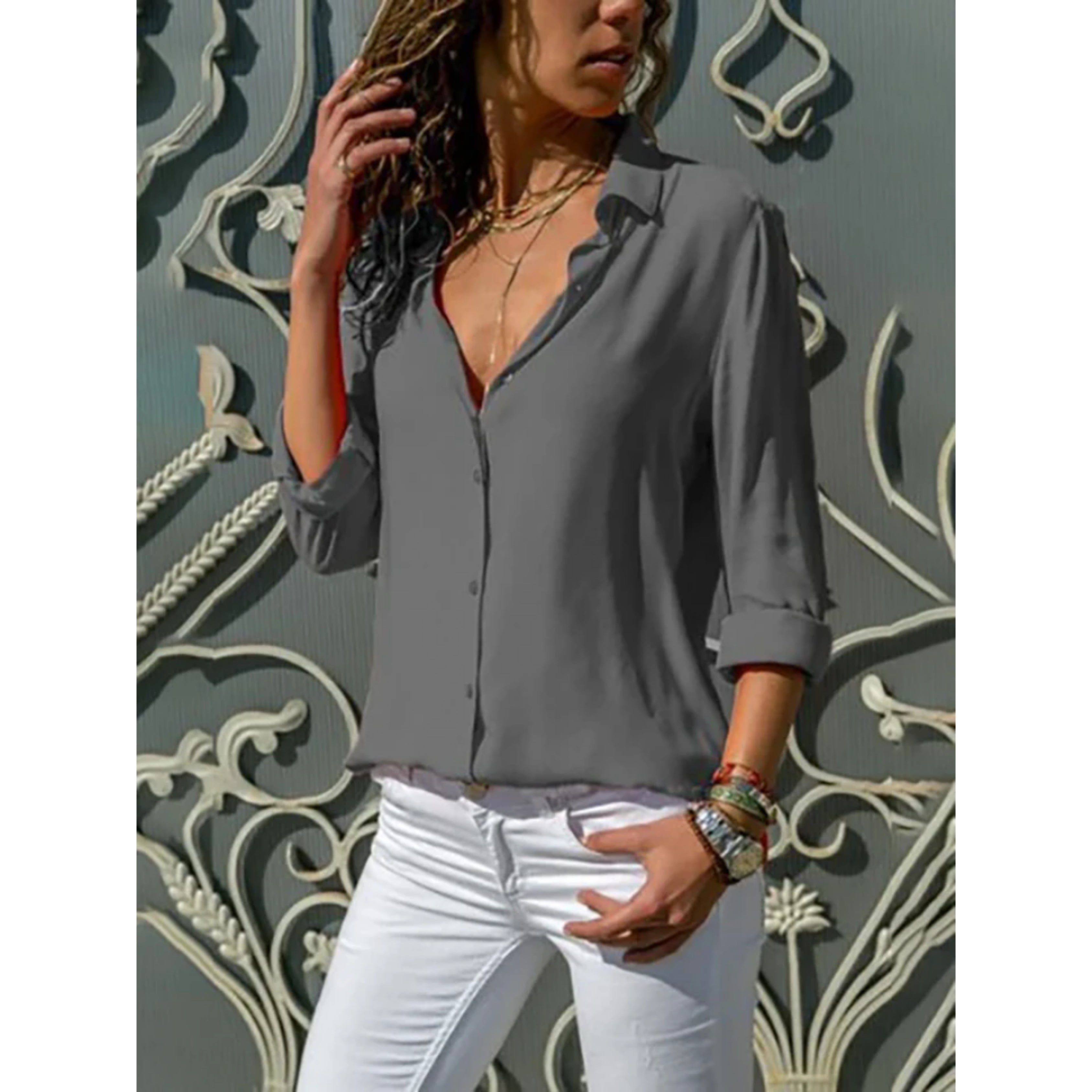 Kara Women's Blouse | Lightweight Long Sleeve Button-Up Elegance 4