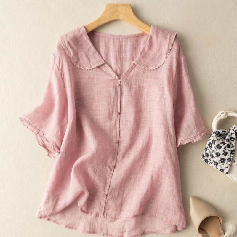 Kara Women's Blouse | Vintage-Inspired Button Detail, Plus Size Available 3