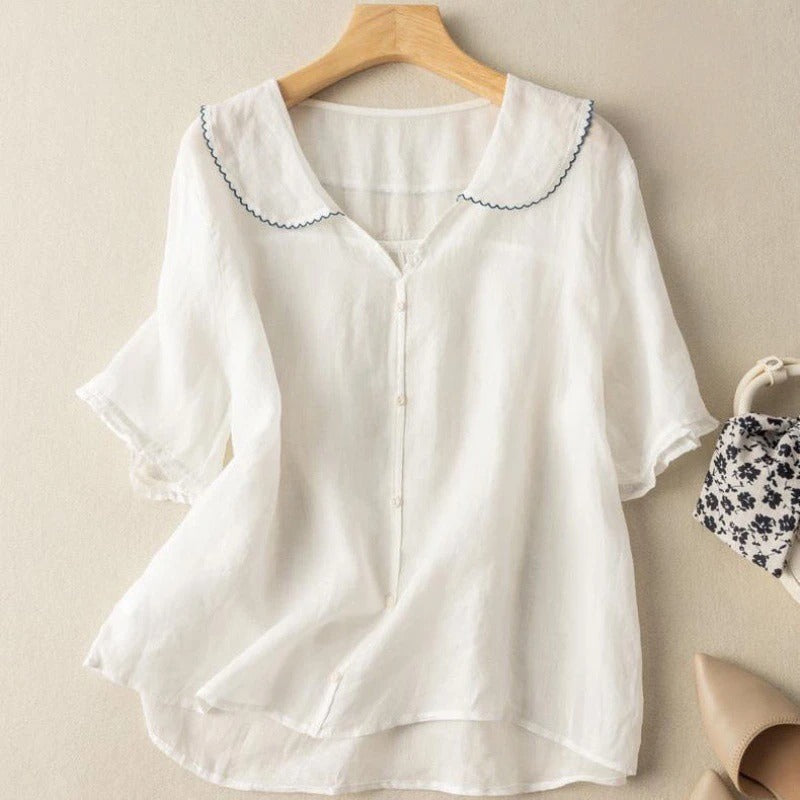 Kara Women's Blouse | Vintage-Inspired Button Detail, Plus Size Available 4