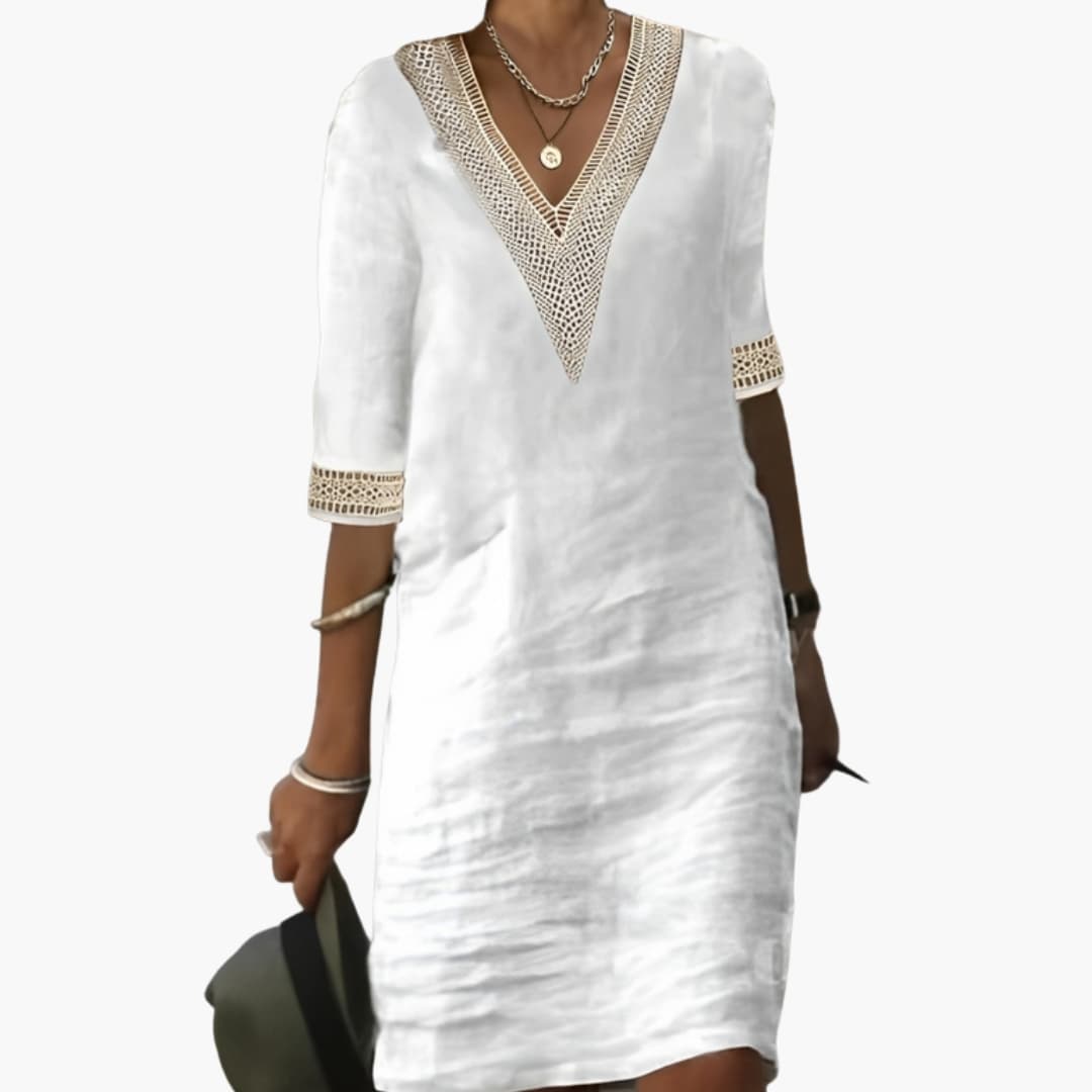 Kara Women's Knee-Length Dress | Classic Round Neck, Short Sleeves, Plus Size Available 0