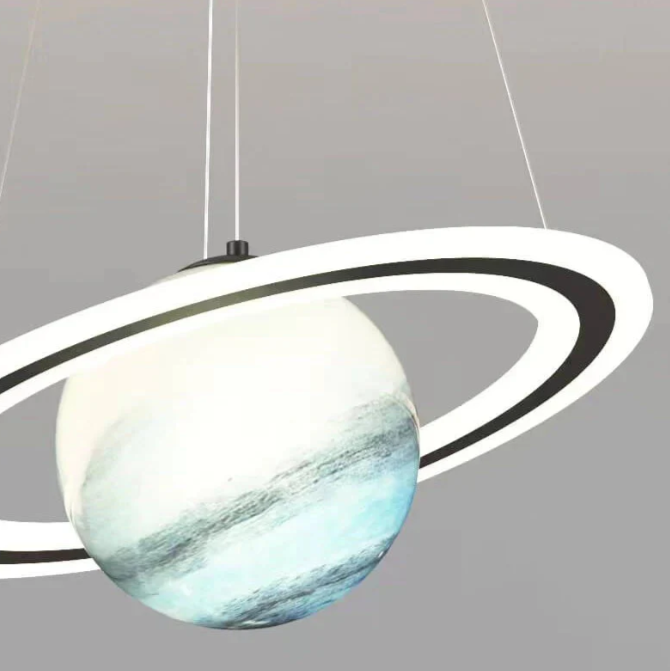 Kids Astronaut & Planet LED Pendant Light - Warm White Space Theme Ceiling Lamp