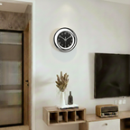 KinetOscuro Silent Wall Clock - Black Acrylic Minimalist Geometric Design, 180mm