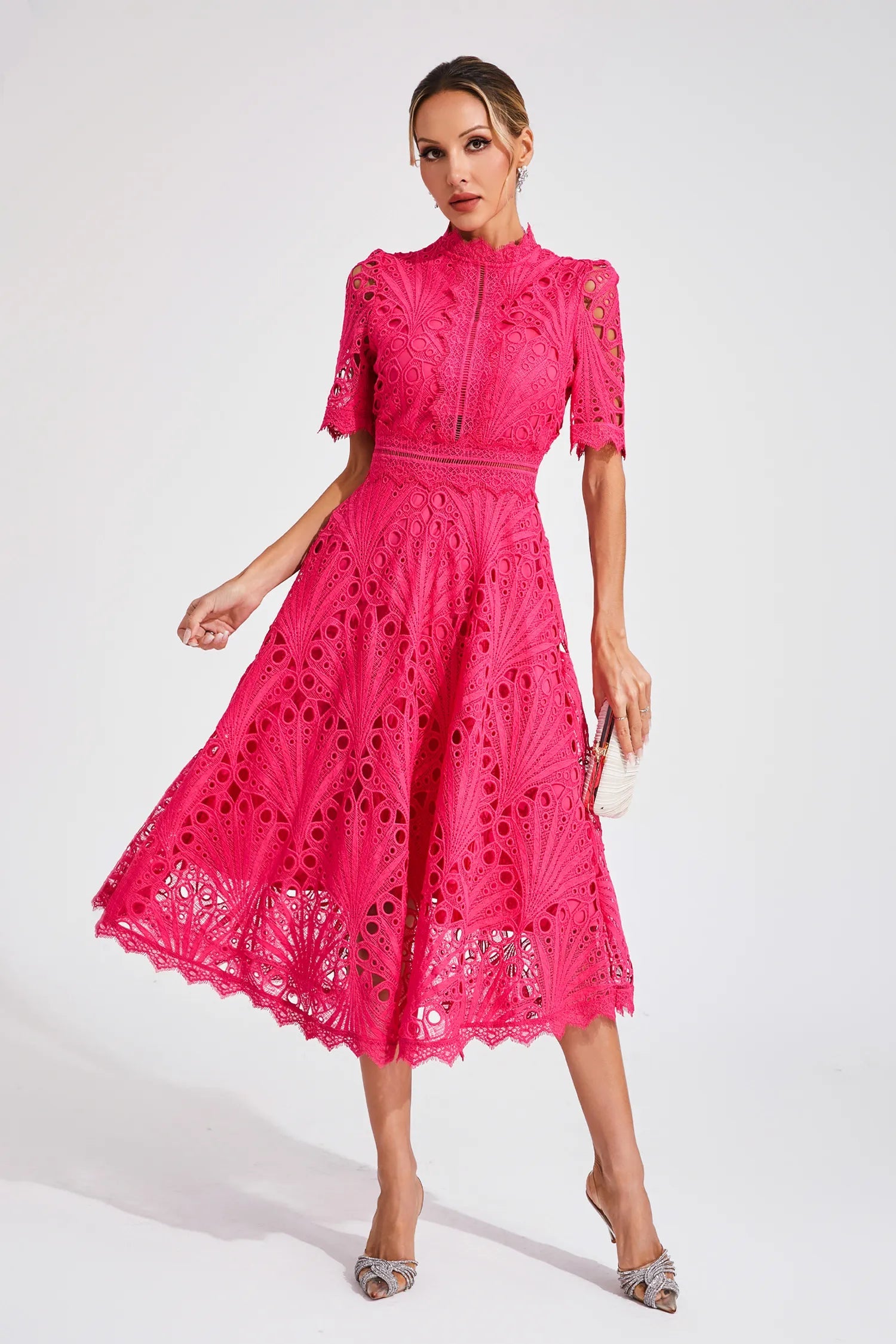 Lana Women's Dress | Lace A-Line Midi, Perfect for Summer Cocktails 0