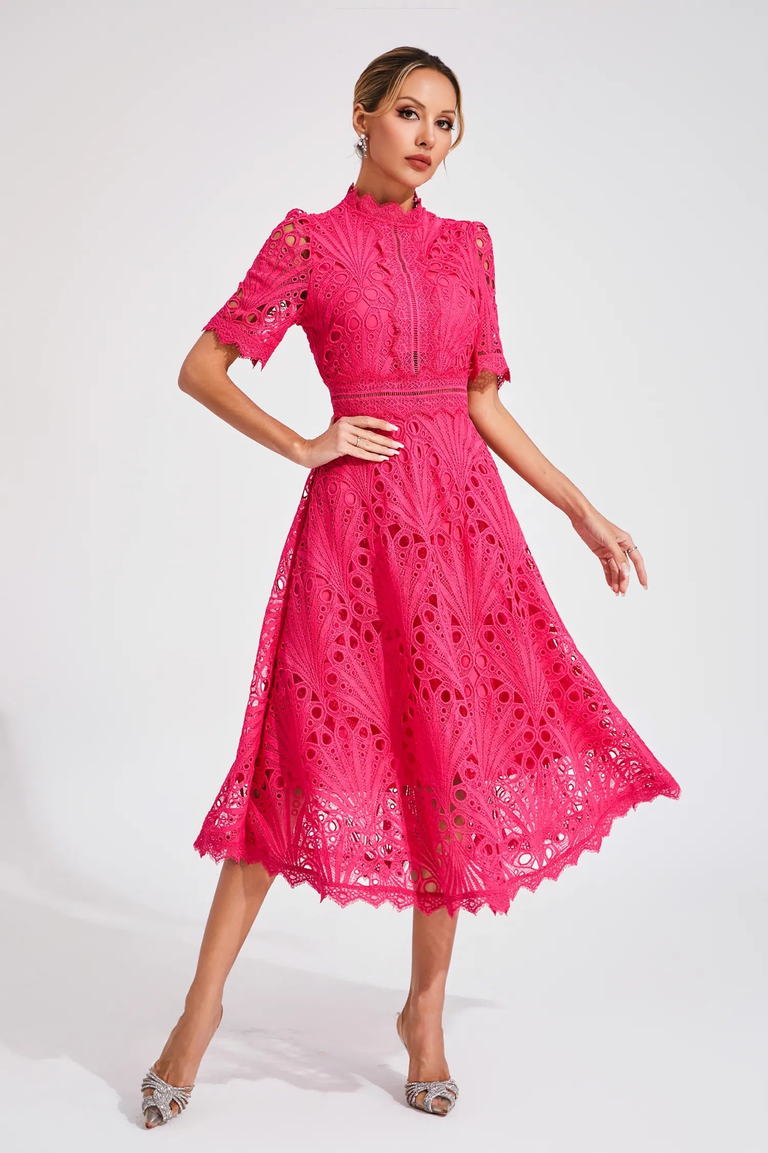 Lana Women's Dress | Lace A-Line Midi, Perfect for Summer Cocktails 4
