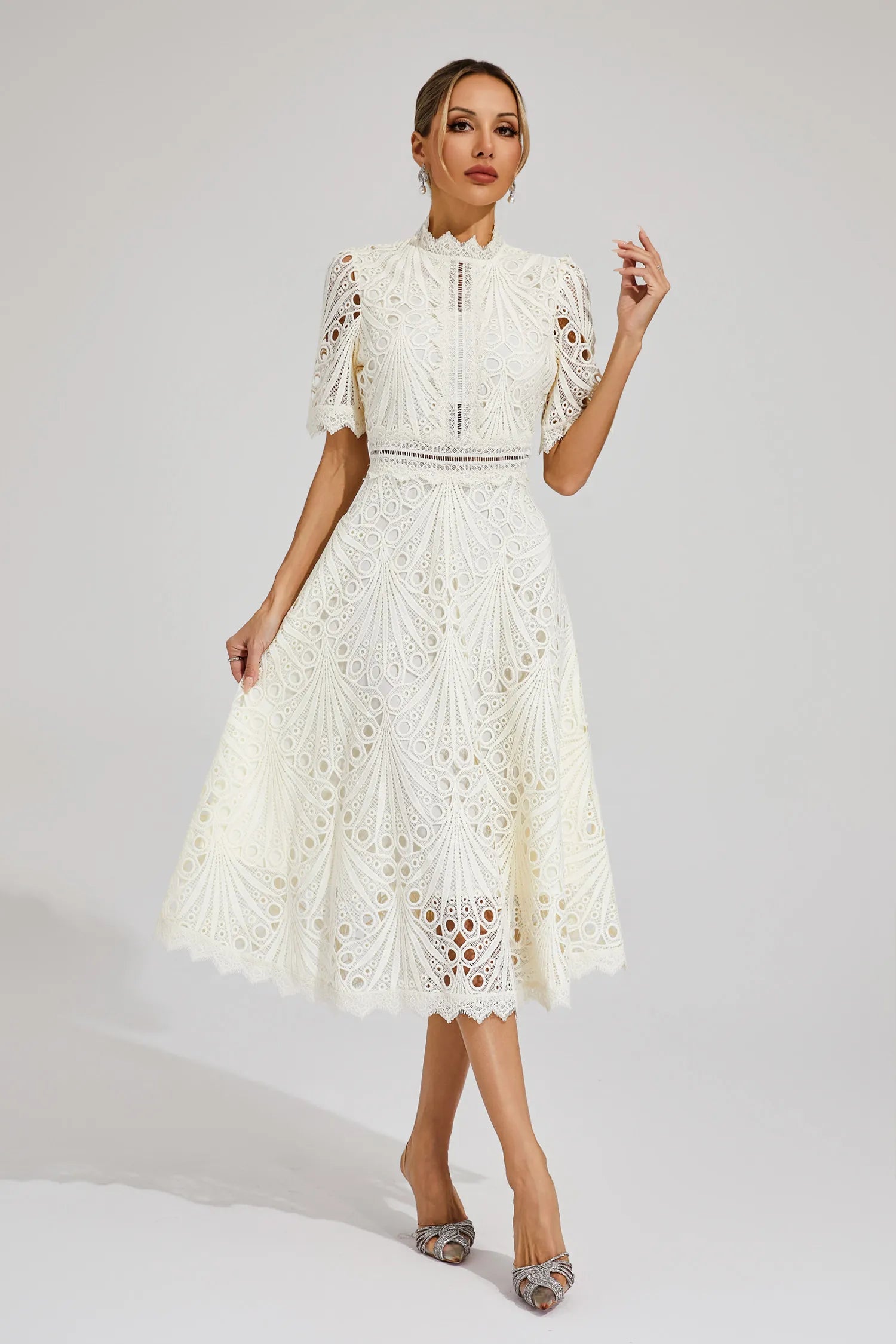 Lana Women's Dress | Lace A-Line Midi, Perfect for Summer Cocktails 9