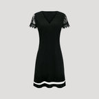 Lara Women's Black Dress | Lace Short Sleeve Elegance 2