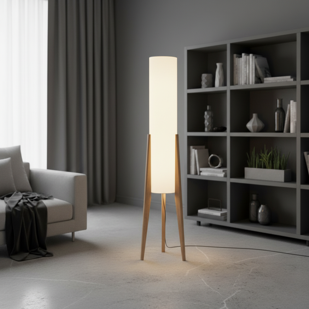 LignumLinea Minimalist Walnut Wood Floor Lamp - Nordic LED Standing Light