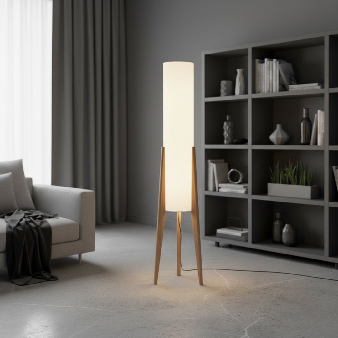 LignumLinea Minimalist Walnut Wood Floor Lamp - Nordic LED Standing Light