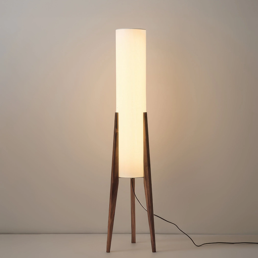 LignumLinea Minimalist Walnut Wood Floor Lamp - Nordic LED Standing Light