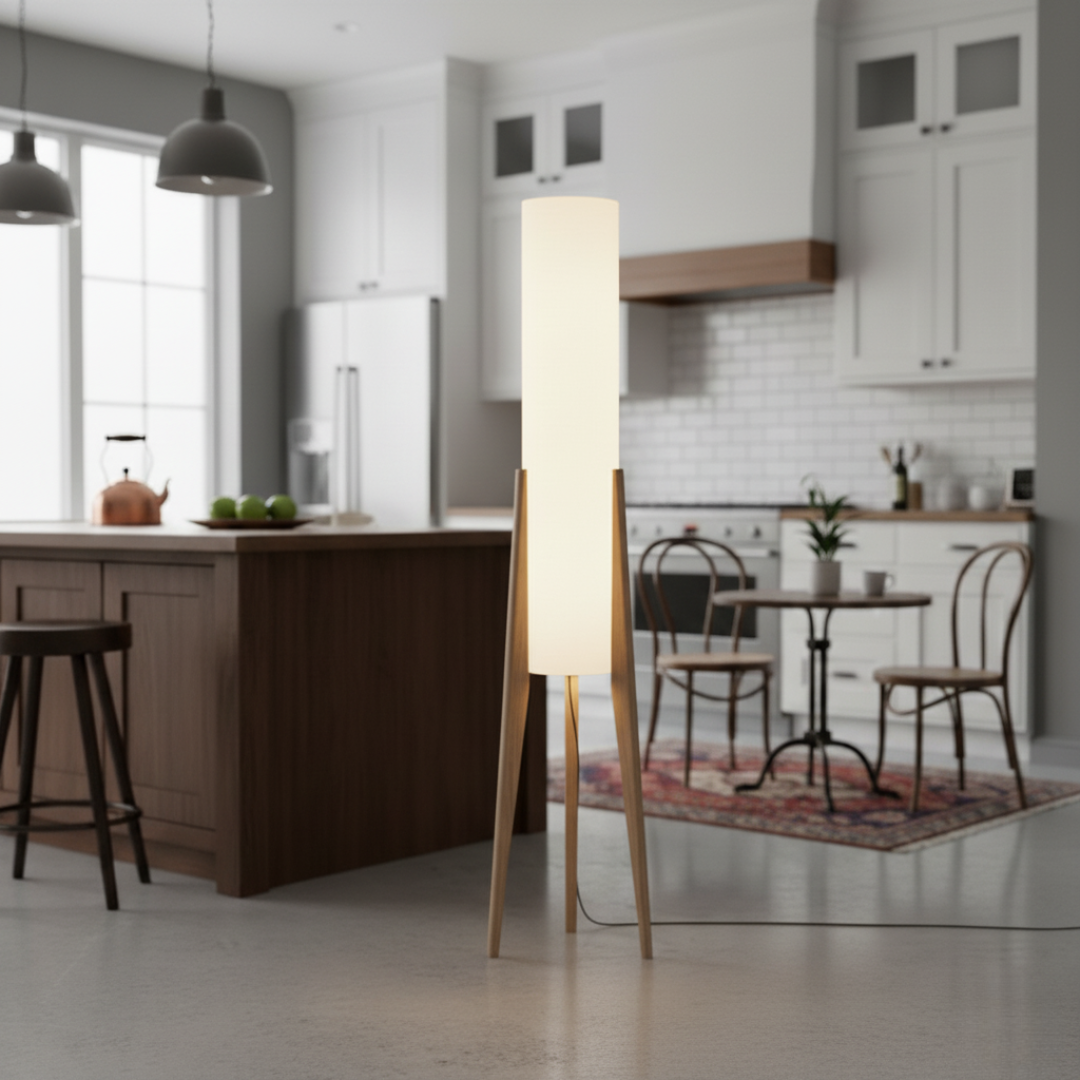 LignumLinea Minimalist Walnut Wood Floor Lamp - Nordic LED Standing Light