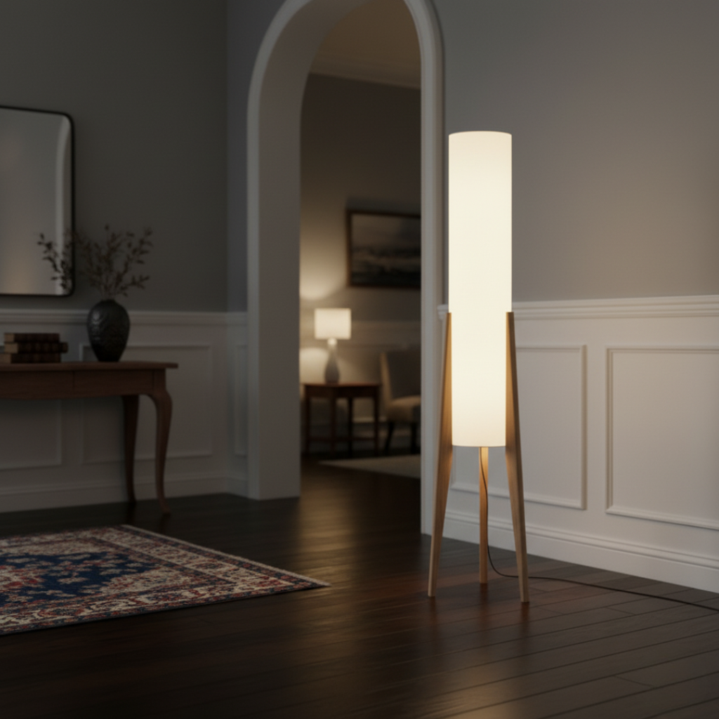 LignumLinea Minimalist Walnut Wood Floor Lamp - Nordic LED Standing Light