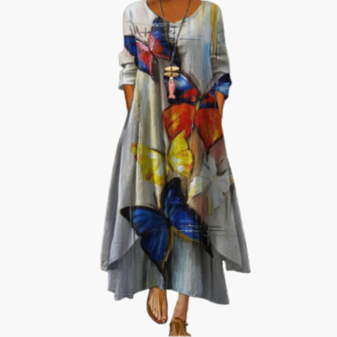Lina Women's Dress | A-Line Mid-Length with Side Pockets, Casual 7