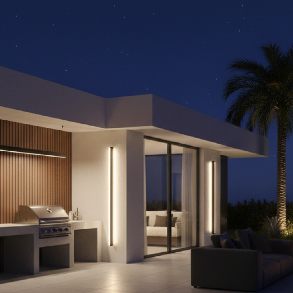 Linear Outdoor LED Ceiling Light - IP65 Waterproof Dimmable Bar Light with Remote