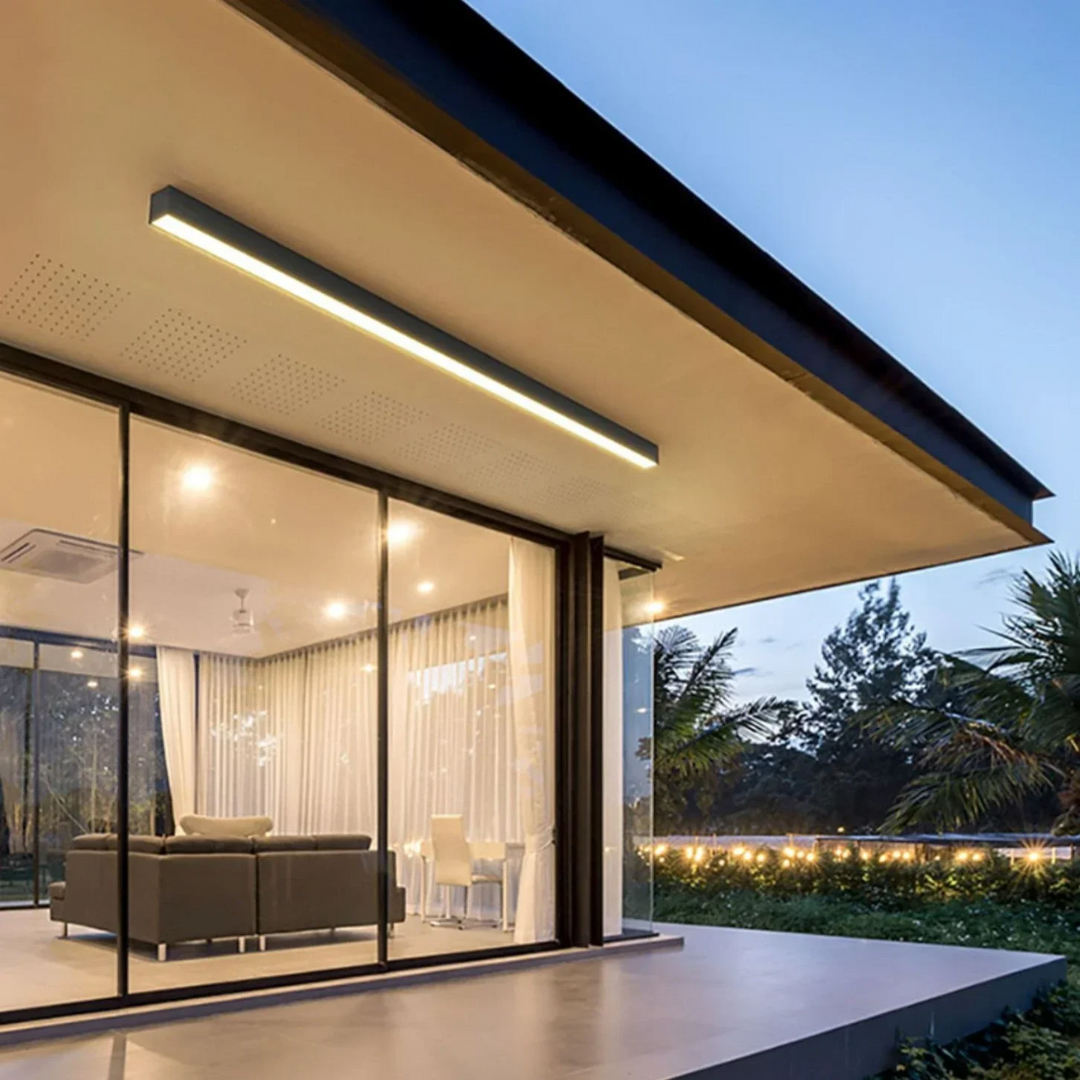 Linear Outdoor LED Ceiling Light - IP65 Waterproof Dimmable Bar Light with Remote