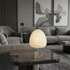 LumiaTria Japandi Rice Paper Table Lamp - Minimalist Tripod Desk Light, E27