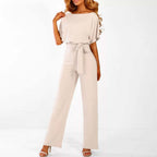 Luna Women's Black Jumpsuit | Adjustable Waist, Casual Chic 0